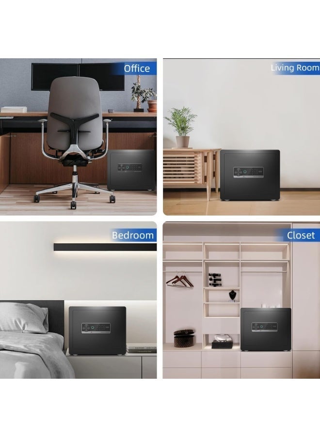 LBMT Biometric Safe 1.3 Cub - Small Safes for Home Lock Box with Fingerprint Recognition, Keys, Keypad Lock, Dual Alarm System - Wall Mount Cabinet for Jewelry and Valuables, Black - Image 5